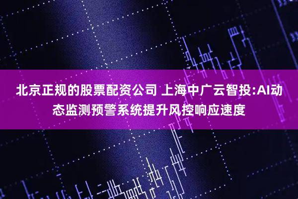 北京正规的股票配资公司 上海中广云智投:AI动态监测预警系统提升风控响应速度